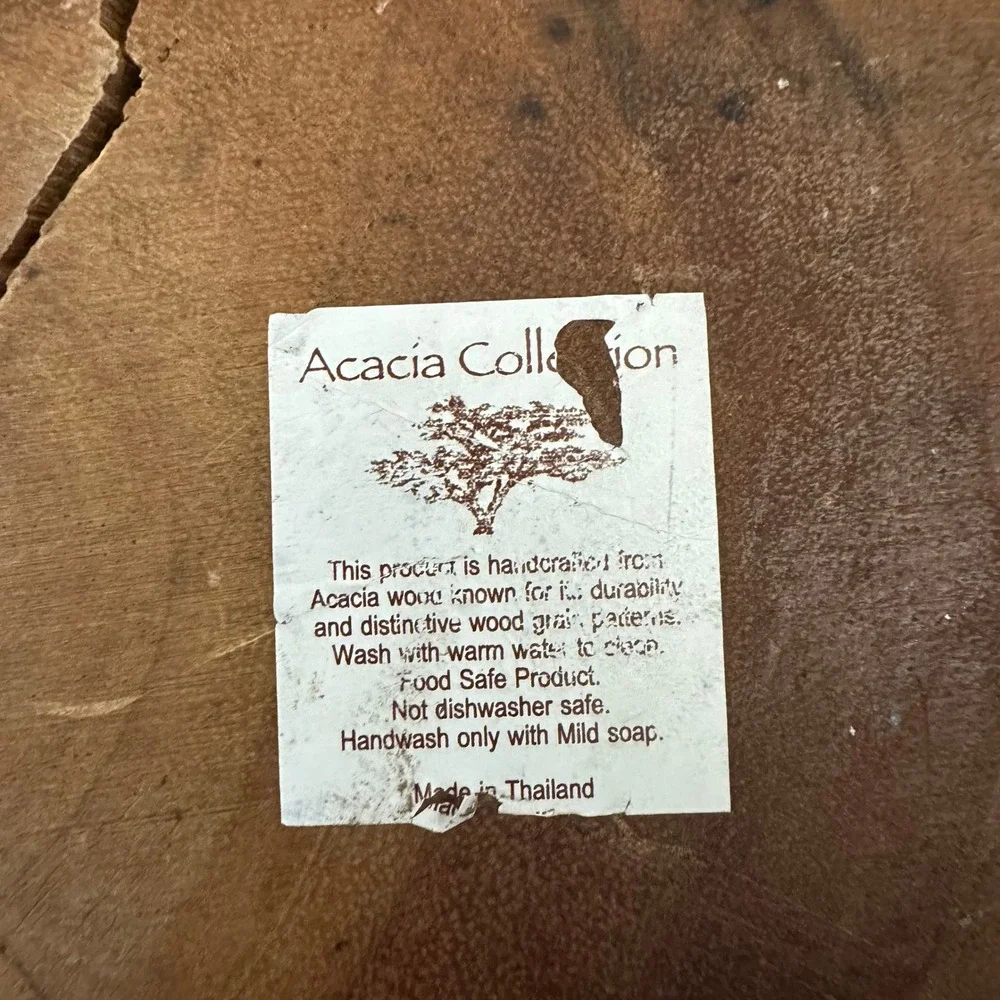 Acacia Collection Handcrafted Live Edge Acacia Wood Bowl with Bark Handles 17in‎